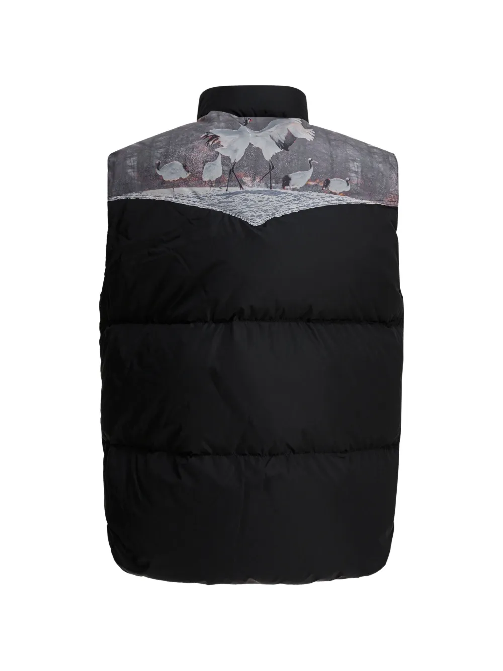 Needles x Rocky Mountain gewatteerde bodywarmer met veren en grafische print Zwart
