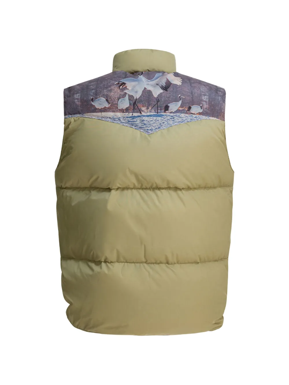 Needles x Rocky Mountain gewatteerde bodywarmer met veren en grafische print Beige