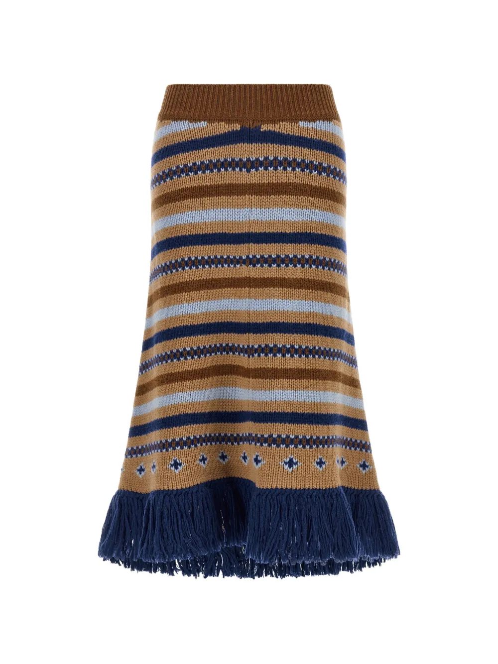 Alanui Sweet Winter fringed jacquard midi skirt - Marrone