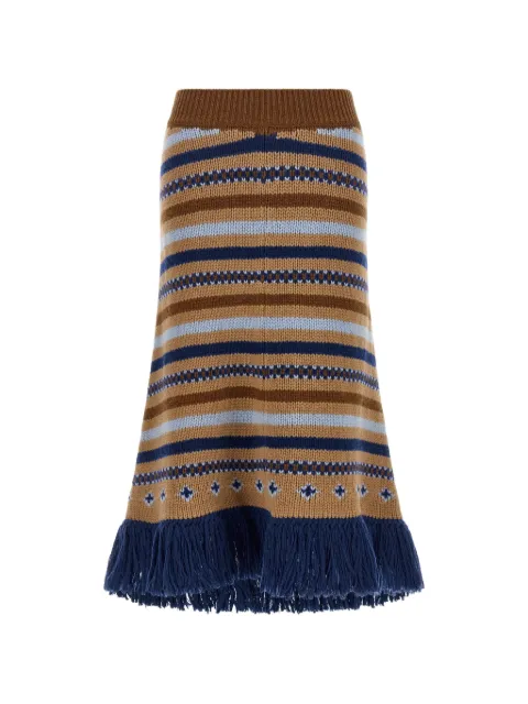 Alanui Sweet Winter fringed jacquard midi skirt