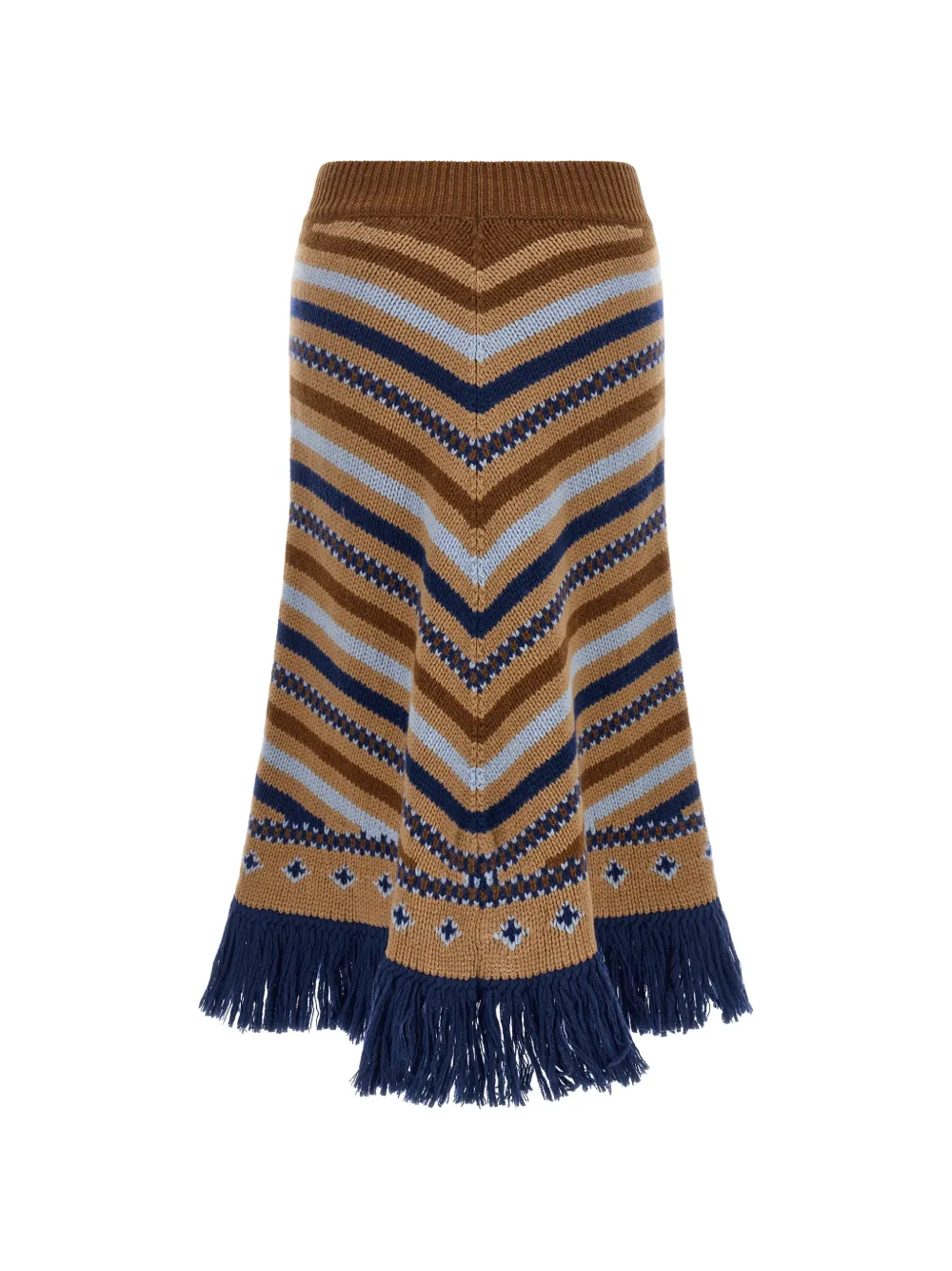 Alanui Sweet Winter fringed jacquard midi skirt Bruin