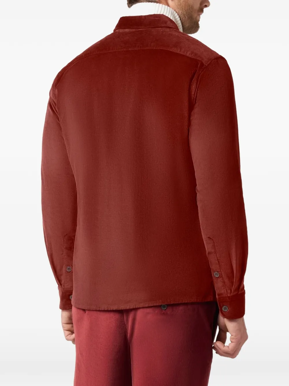 Paul & Shark Overhemd met ribfluwelen textuur en lange mouwen Rood