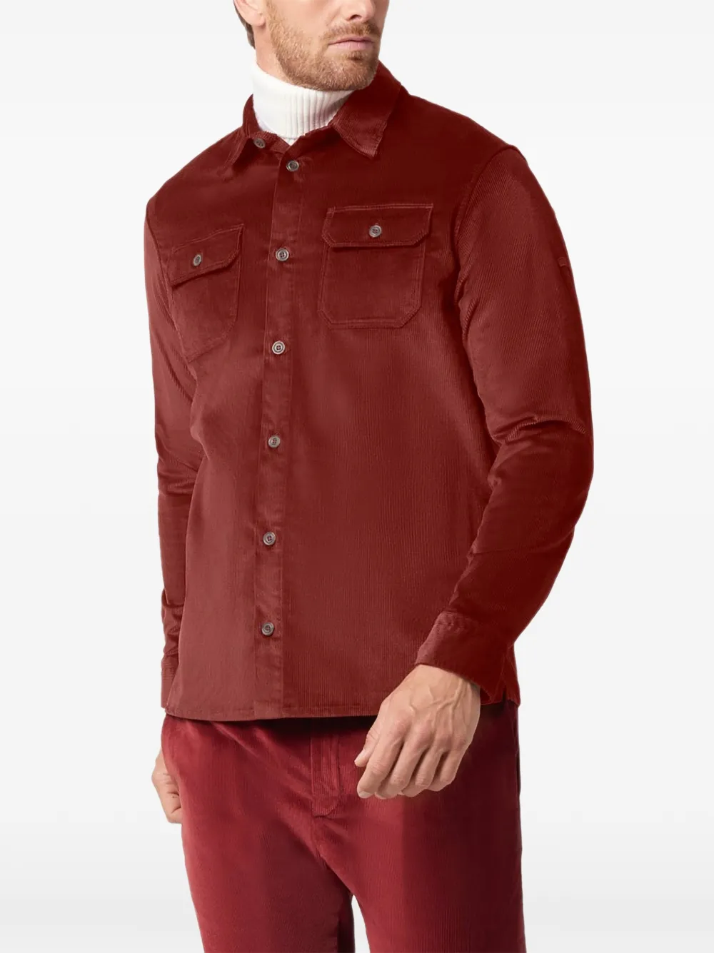 Paul & Shark Overhemd met ribfluwelen textuur en lange mouwen Rood
