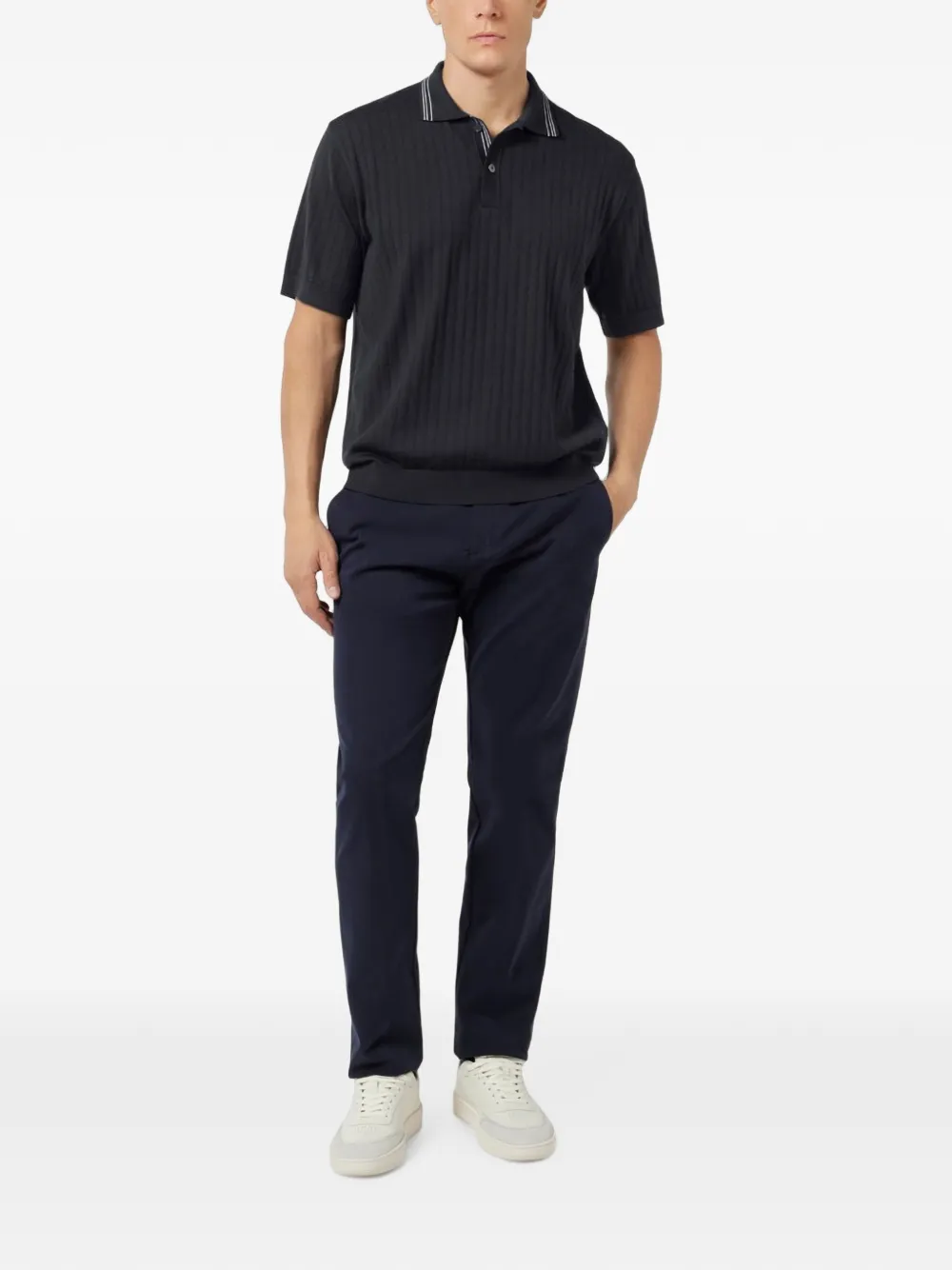 Paul & Shark Geribbeld poloshirt met gestreept detail Blauw