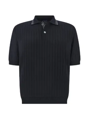 Saint Laurent Silk Polo Shirt | Blue | FARFETCH CA