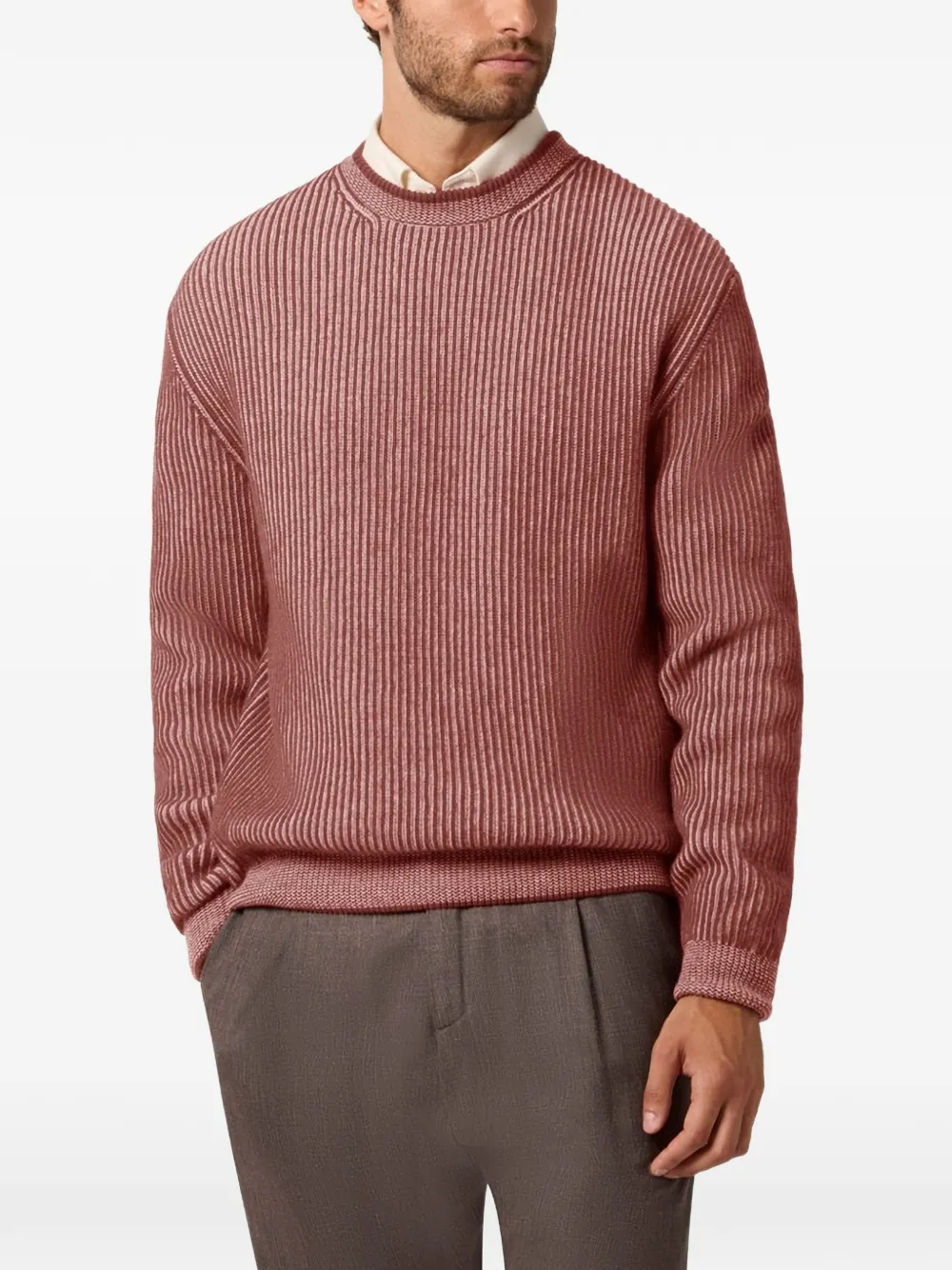 Paul & Shark ribbed-knit crew-neck sweater Rood