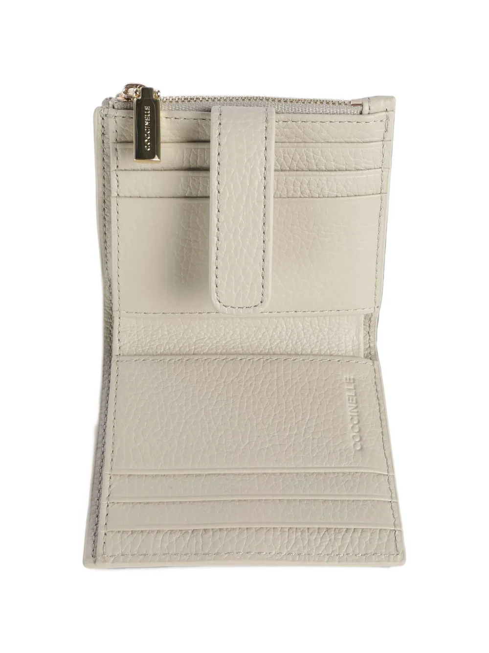 Coccinelle Metallic portemonnee van bewerkt leer Beige