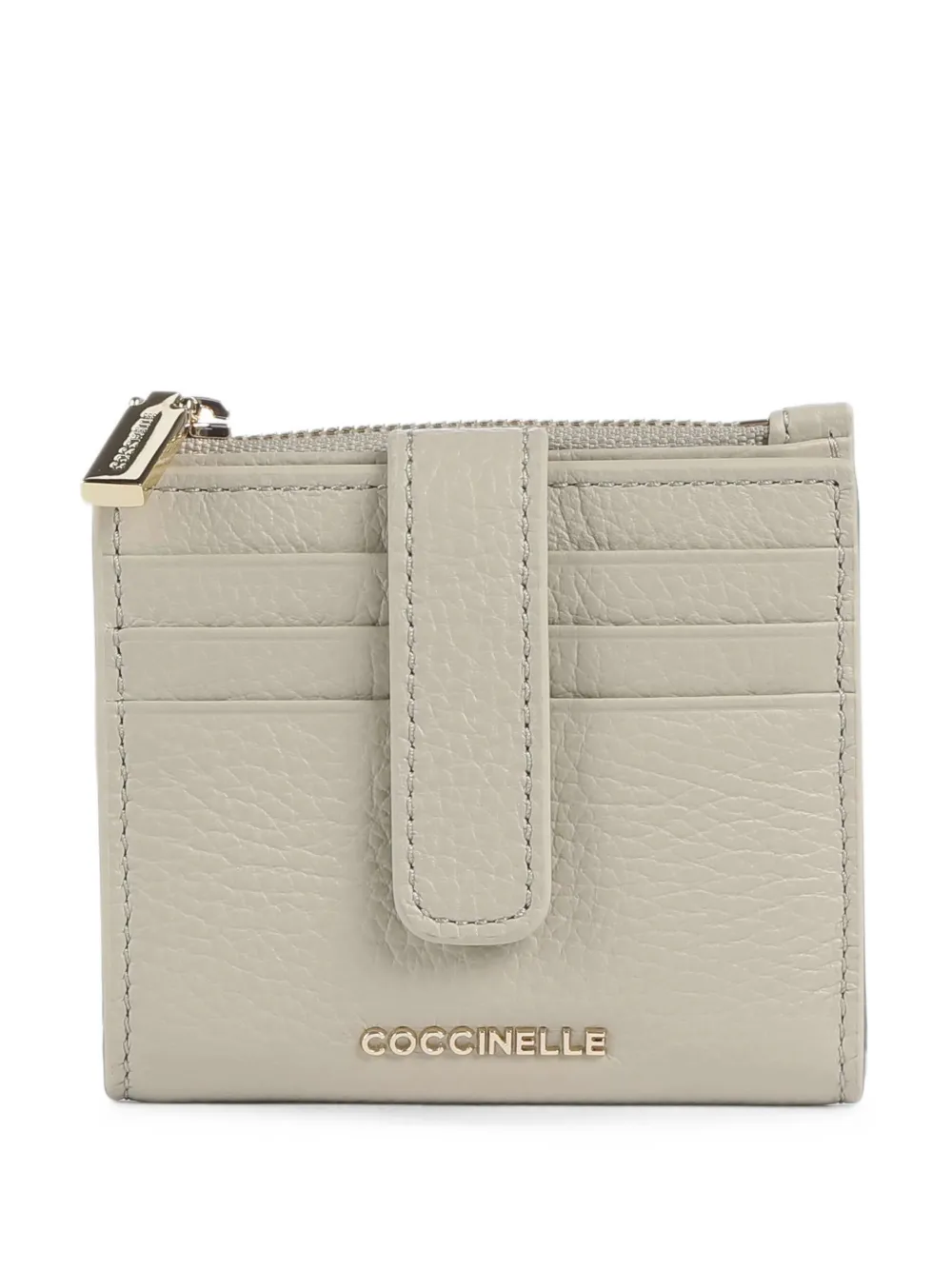 Coccinelle Metallic Grained Leather Wallet In White