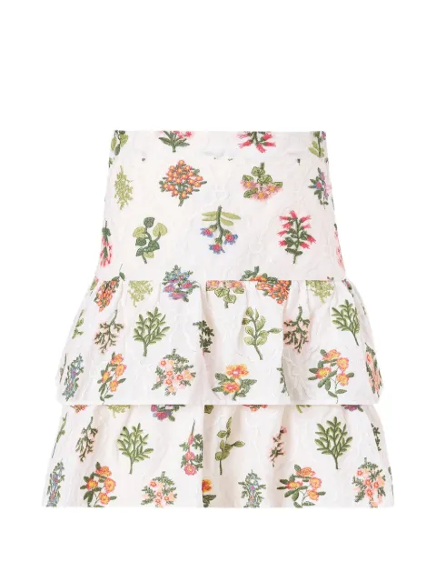 MARLO Lillian embroidered tiered mini skirt