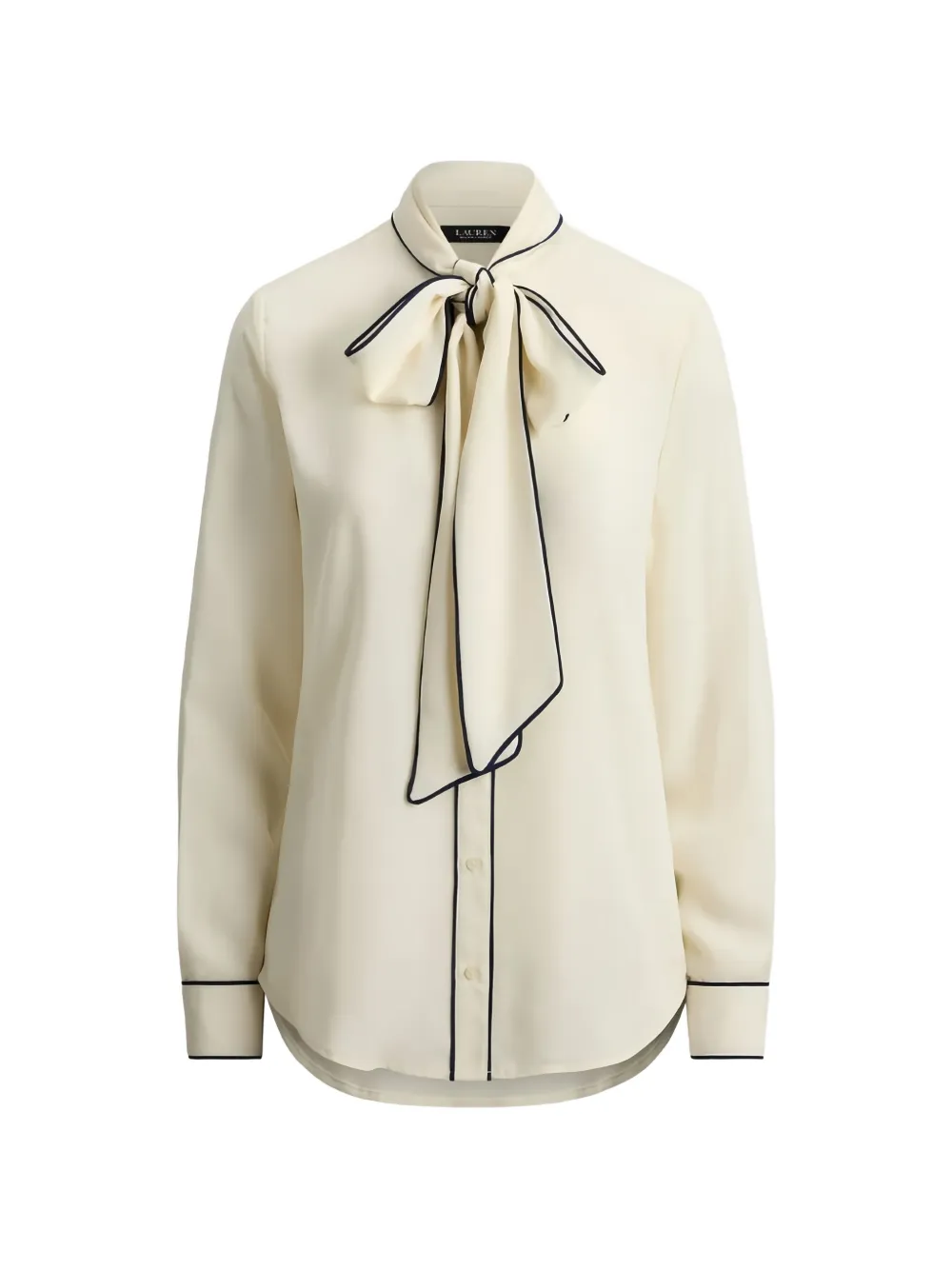 Lauren Ralph Lauren pussy-bow contrast-piping blouse - Toni neutri