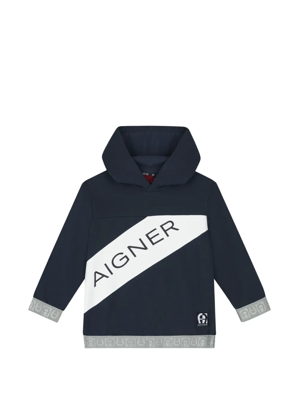 Aigner Kids logo-print hoodie - Blu