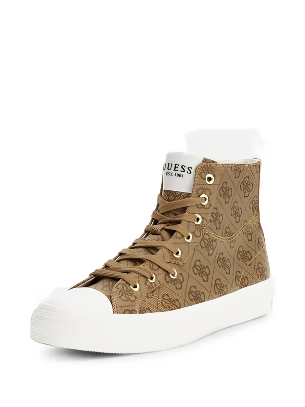 GUESS USA Istria logo-print high-top sneakers Beige