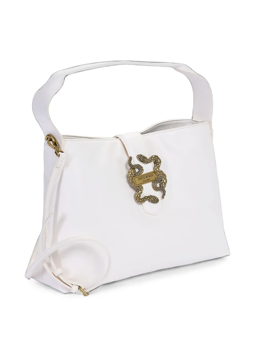 Just Cavalli Schoudertas met slangplakkaat Wit