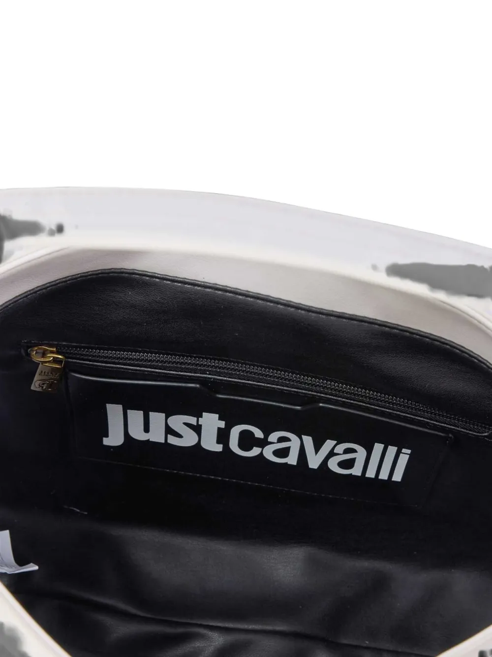 Just Cavalli Schoudertas met slangplakkaat Wit