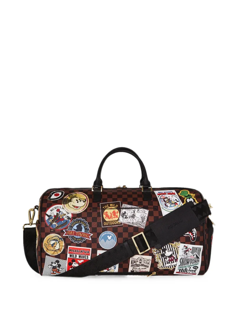 Sprayground x Disney Mickey Mouse checkered duffle bag - Marrone