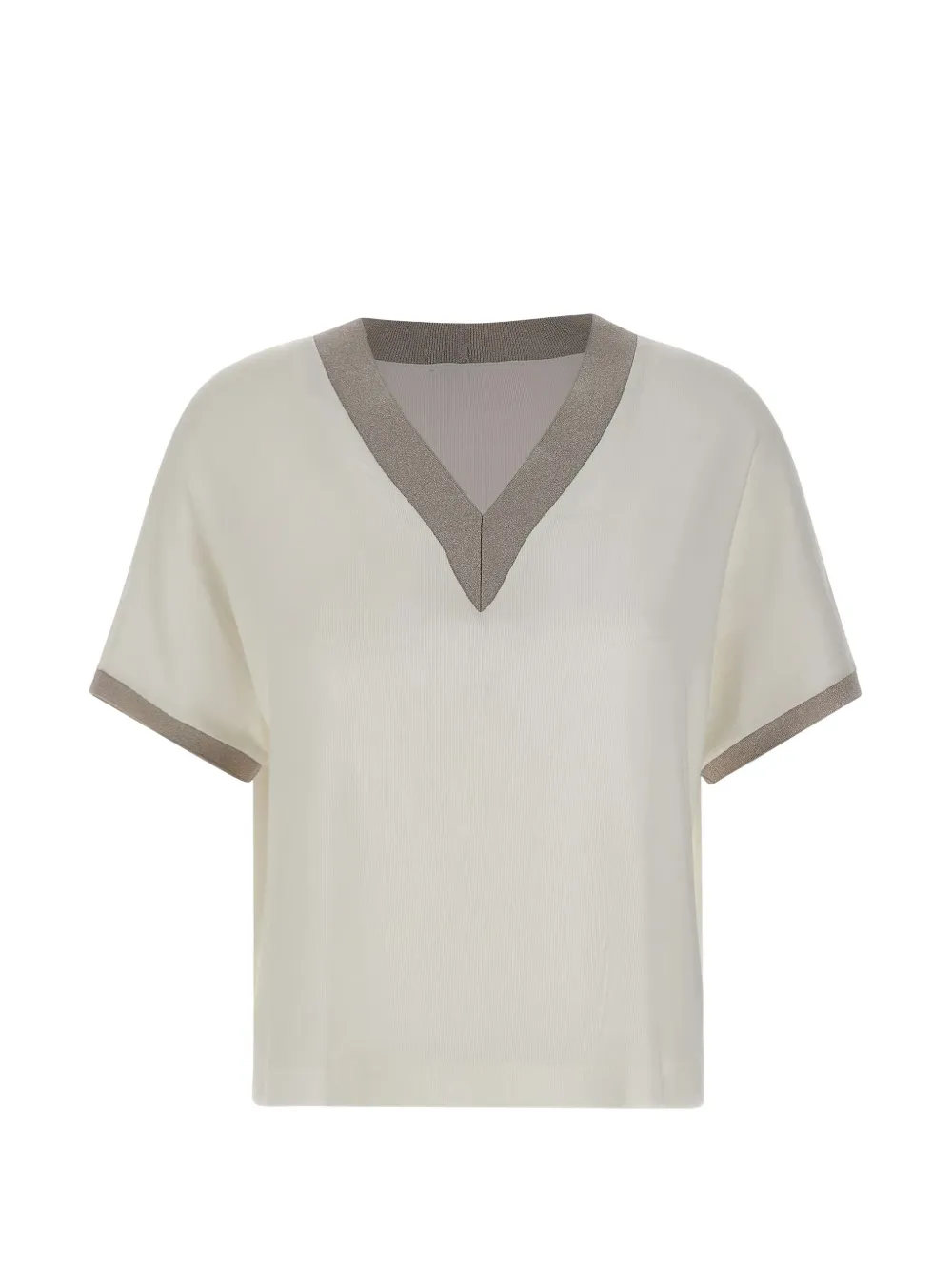 VIADESTE V-neck short-sleeve blouse - Toni neutri