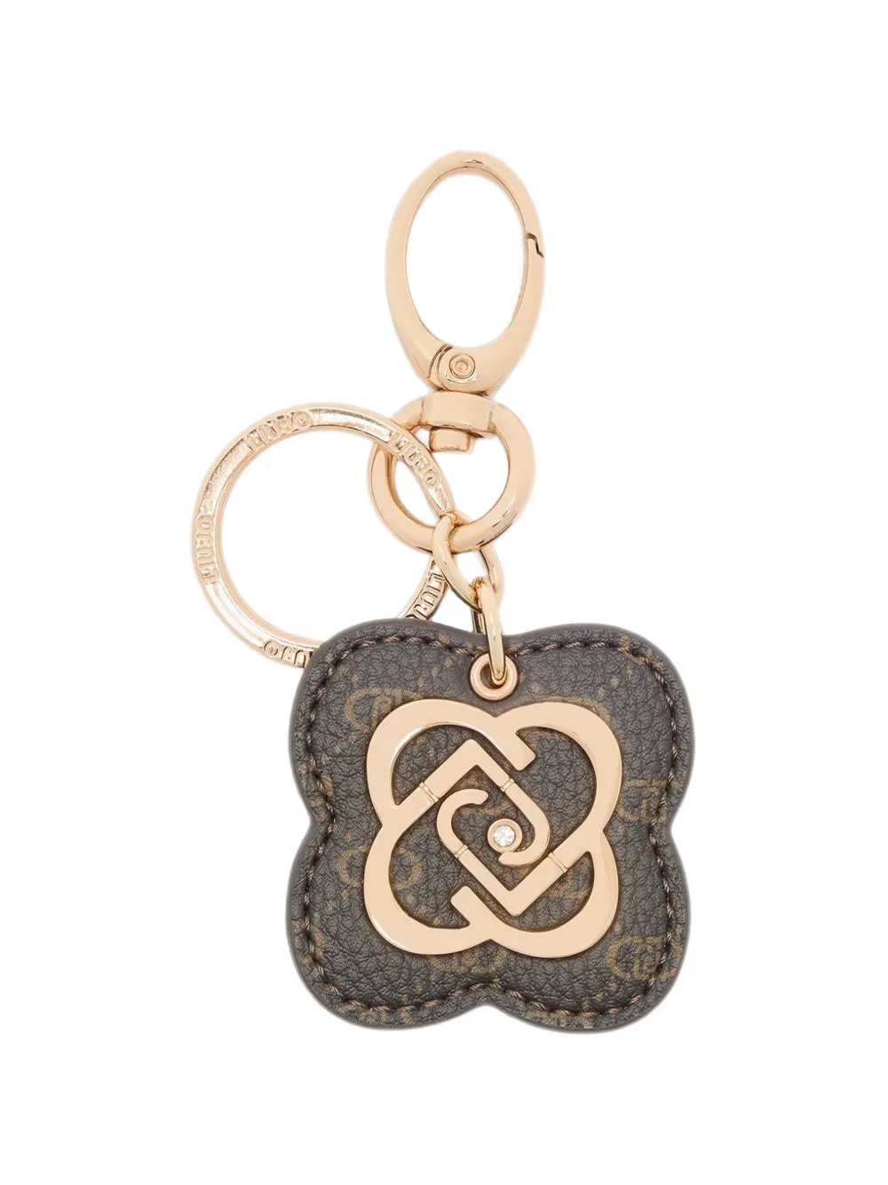 LIU JO monogram-print flower key ring - Marrone