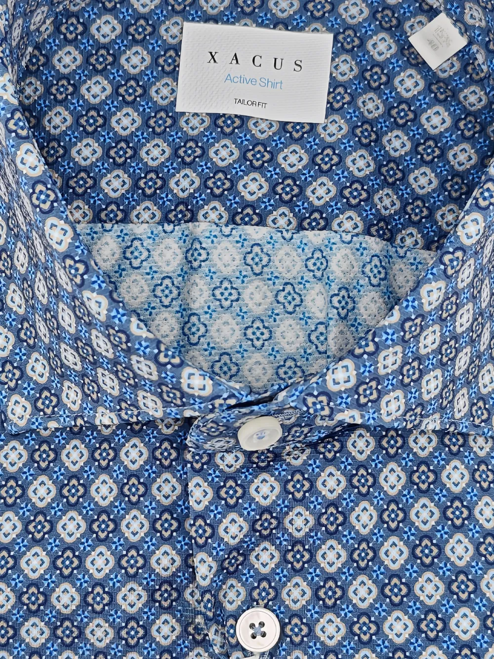 Xacus Overhemd met geometrische print Blauw