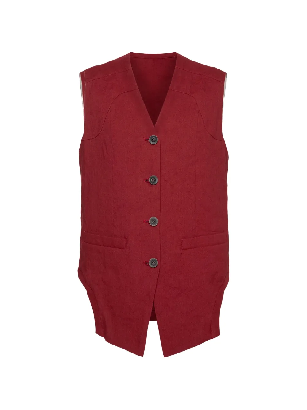 Muller Of Yoshiokubo V-neck curved-hem vest - Rosso