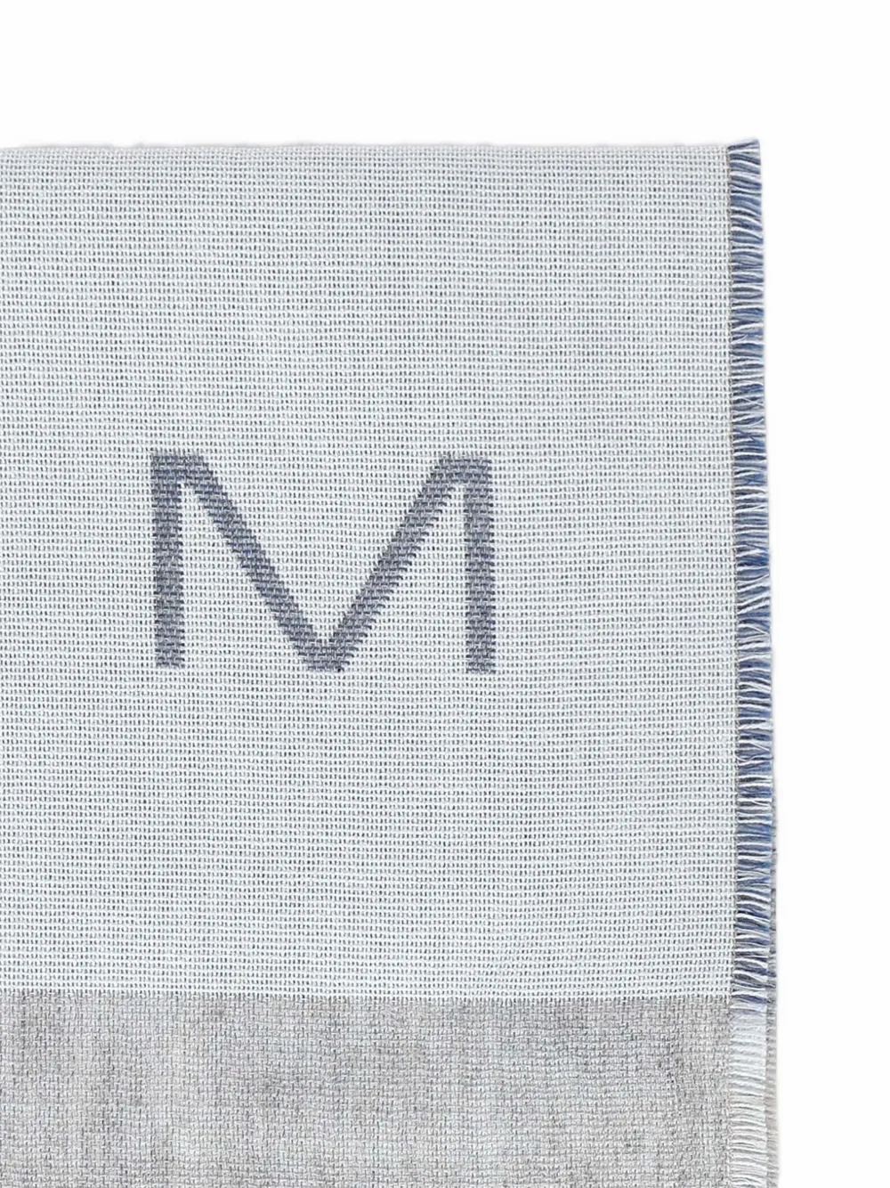 Max Mara Logo-intarsia Fringed Scarf in Grey, view 2