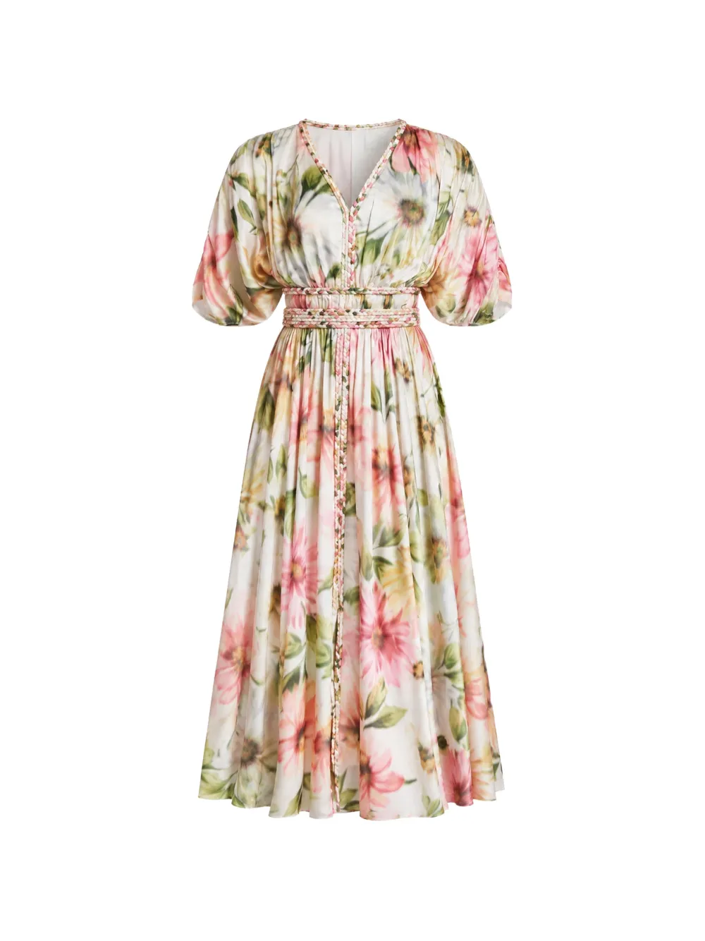 GUESS USA Lucie floral-print pleated dress - Bianco