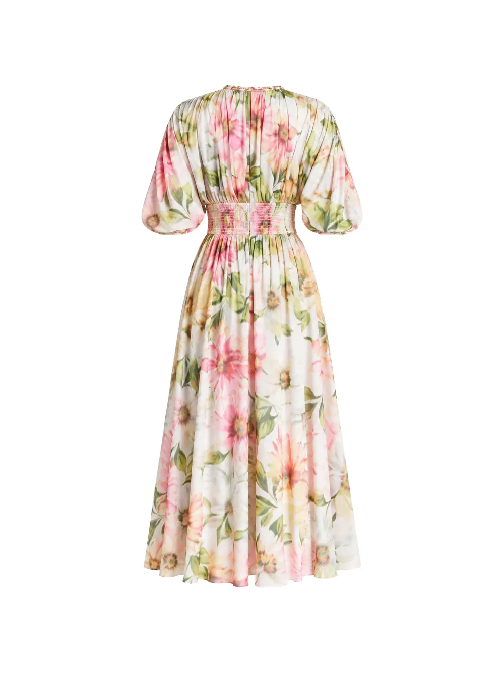 GUESS USA Lucie geplooide jurk met bloemenprint Wit