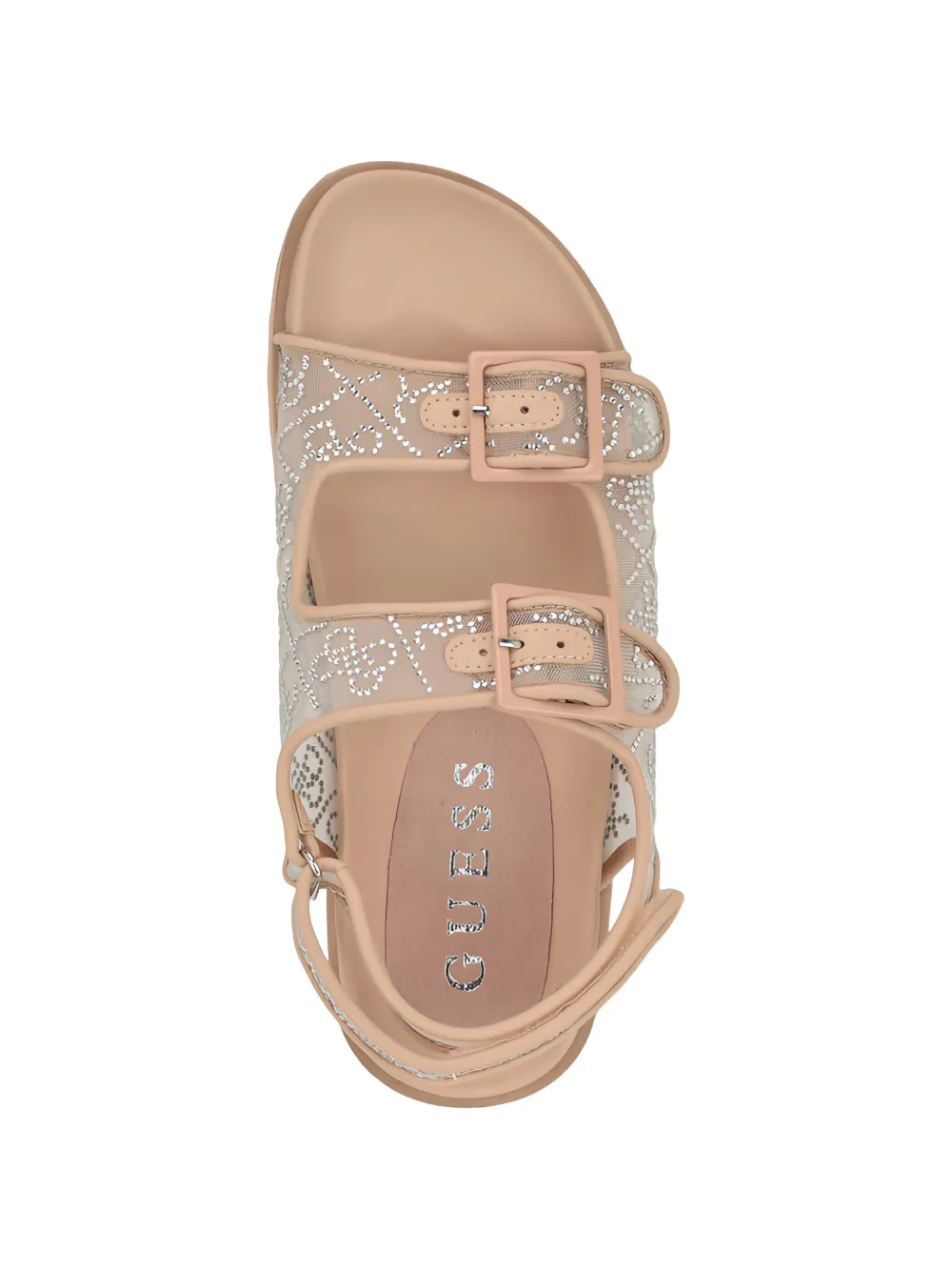 GUESS USA Frella rhinestone-embellished mesh sandals Beige