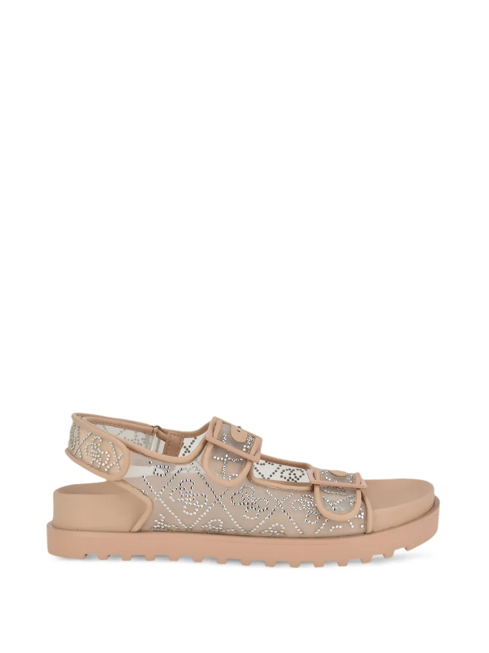 GUESS USA Frella rhinestone-embellished mesh sandals Beige