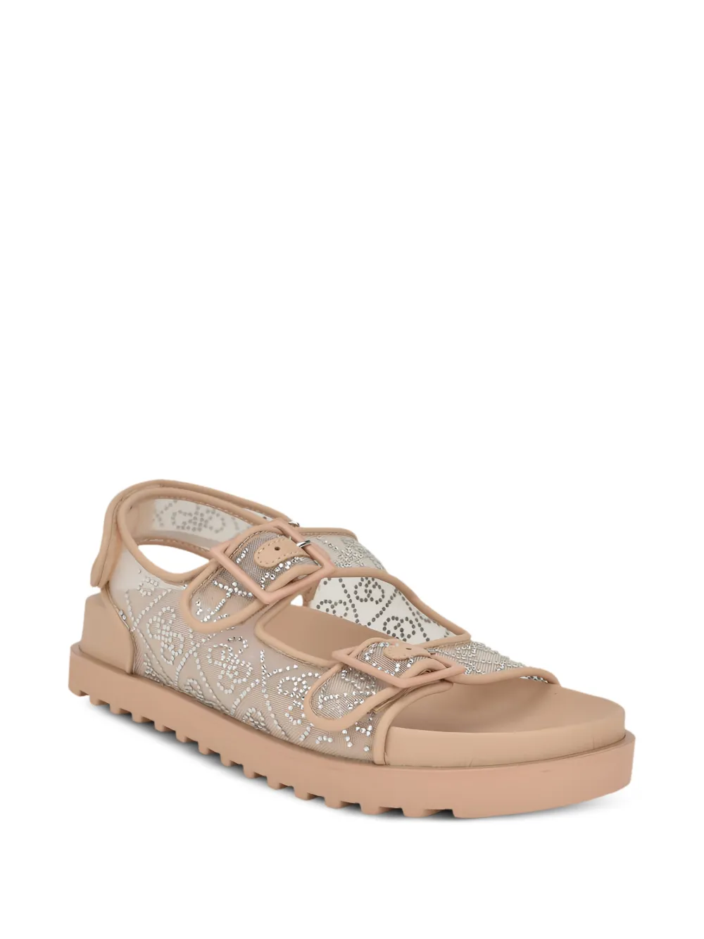 GUESS USA Frella rhinestone-embellished mesh sandals Beige