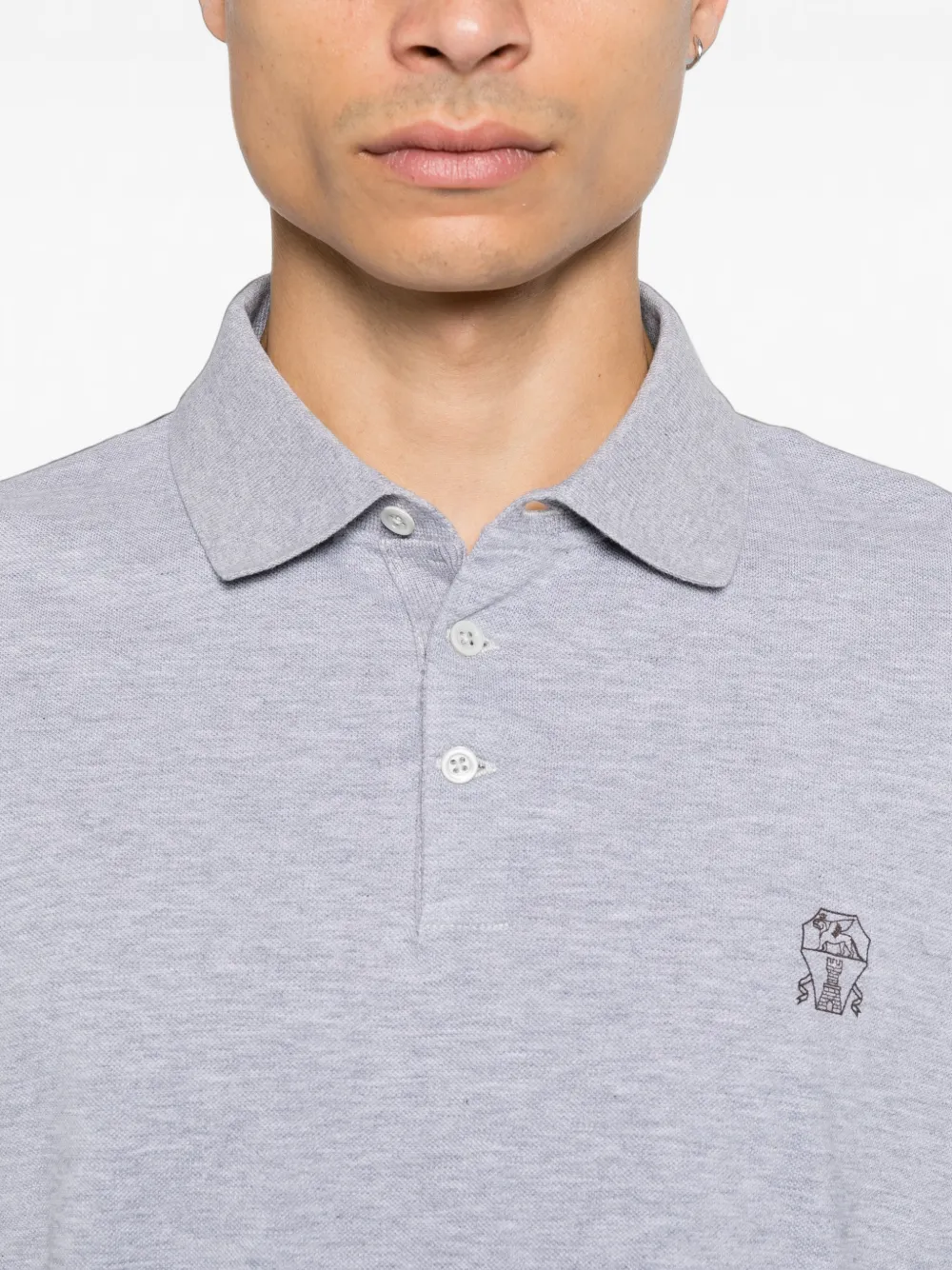Brunello Cucinelli Piqué poloshirt met geborduurd logo Grijs