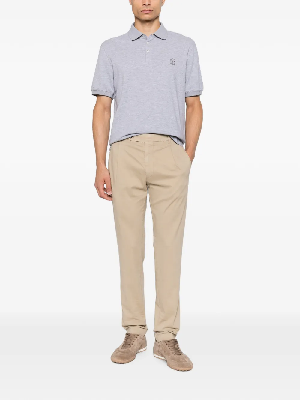 Brunello Cucinelli Piqué poloshirt met geborduurd logo Grijs