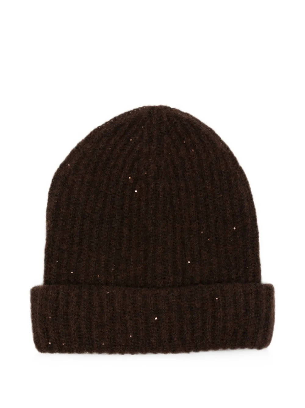 Roberto Collina sequin-embellished ribbed-knit beanie hat - Marron Roberto Collina sequin-embellished ribbed-knit beanie hat - Marron