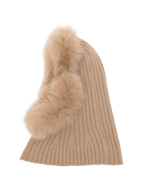 Yves Salomon fur-trim ribbed balaclava