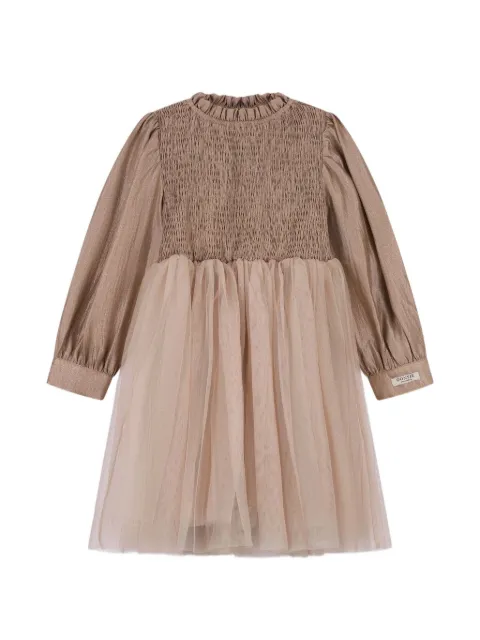 Donsje Janice smocked tulle-skirt dress