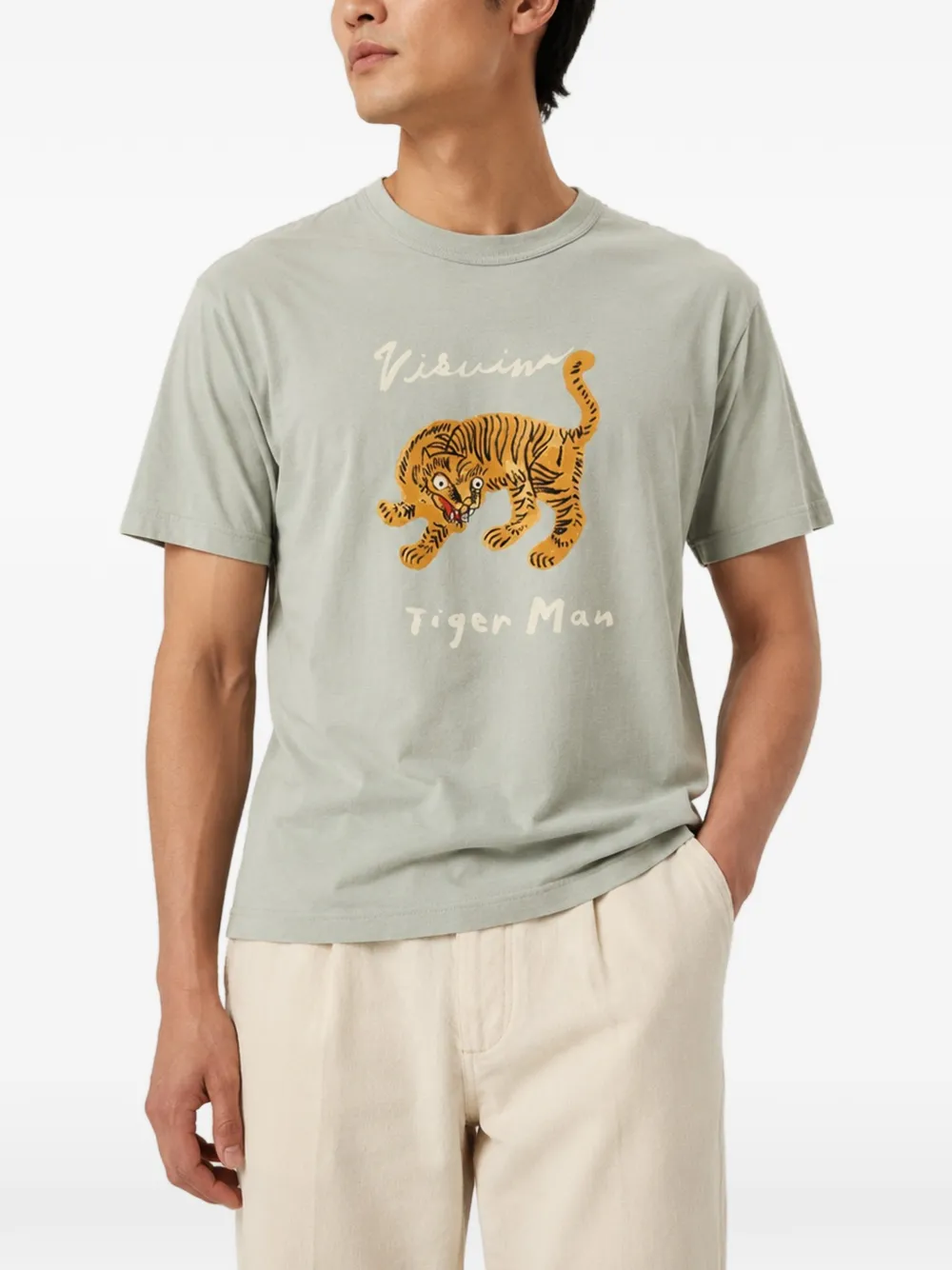 visvim Tiger Man T-shirt met grafische print Blauw