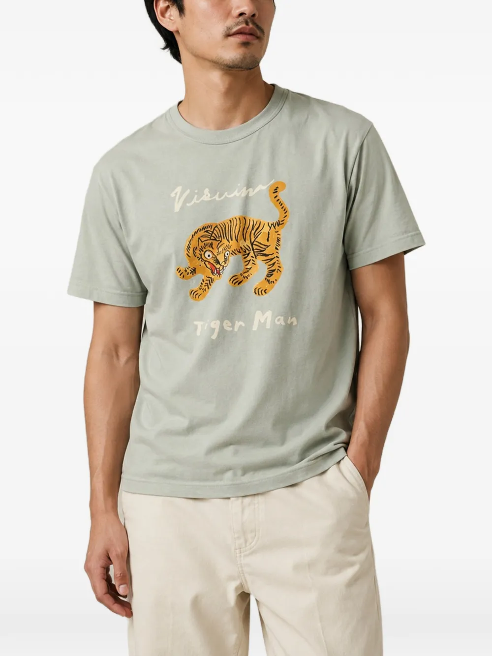 visvim Tiger Man T-shirt met grafische print Blauw