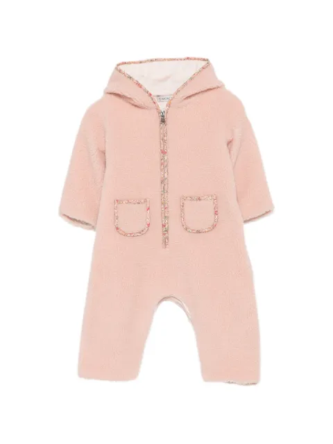 Moncler Enfant floral-trim fleece romper