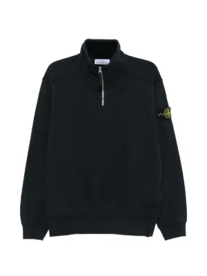 Stone Island Ribbed zip-neck Sweater | Blue | FARFETCH
