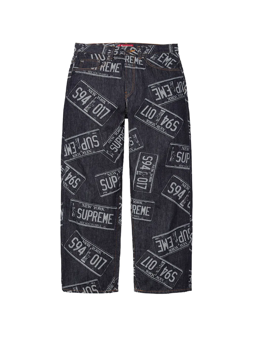 Supreme License Plate baggy jeans - Blu