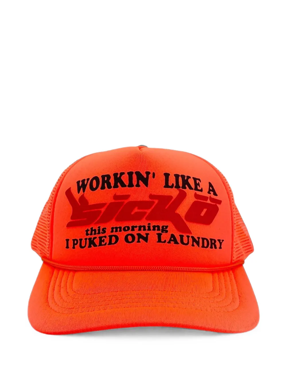 Sicko Bornfrompain Laundry Mesh Trucker Cap In Orange