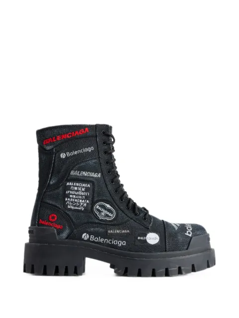 Balenciaga botas Strike de lona con parche bordado