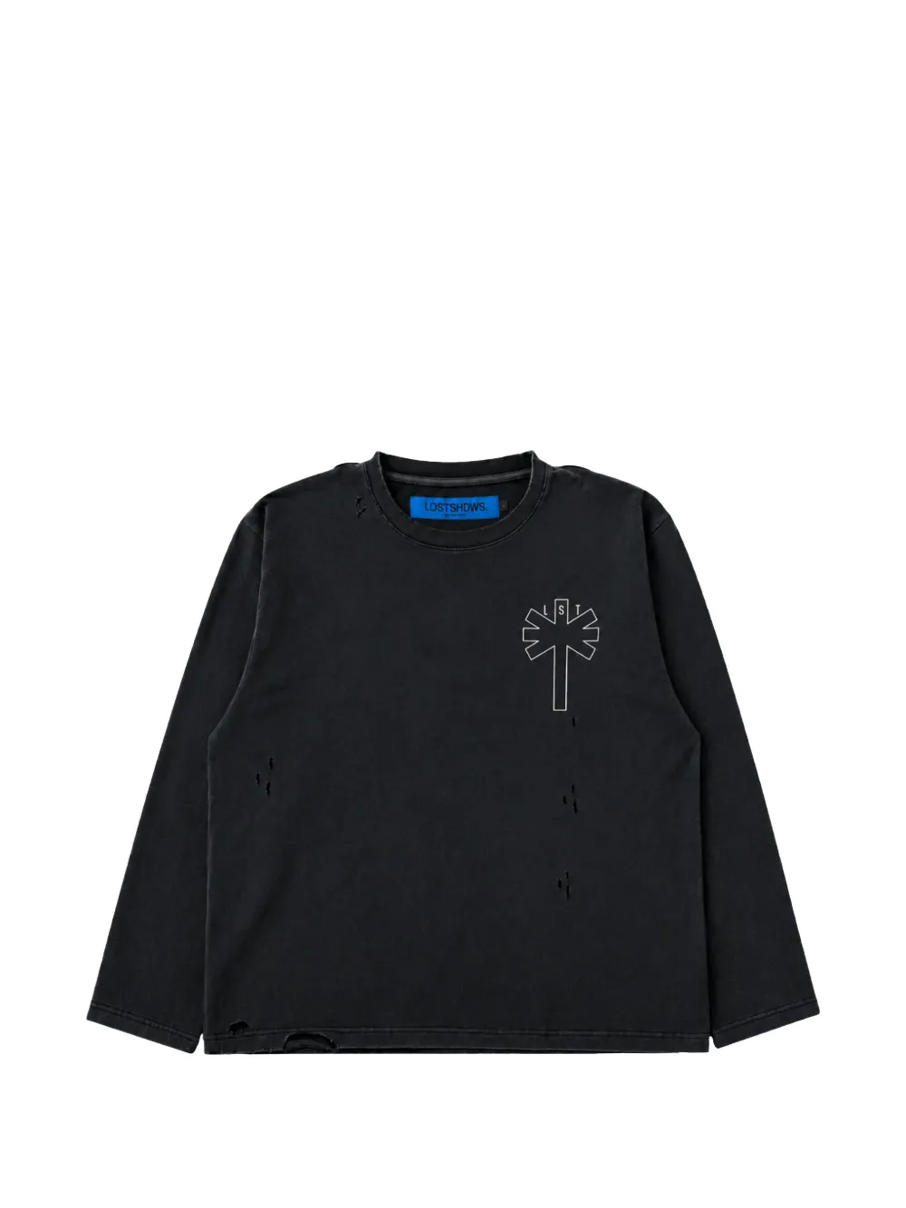 LOSTSHDWS T-shirt Gambling effetto vissuto con stampa grafica - Nero