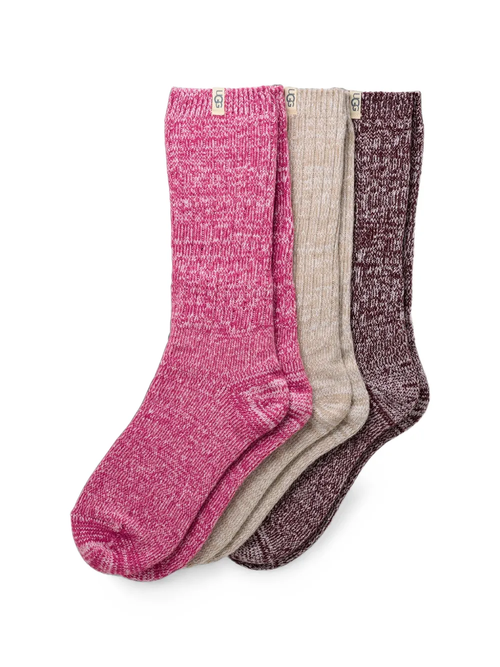 Ugg Ribbed Slouchy Socks (set Of Three) In Pink