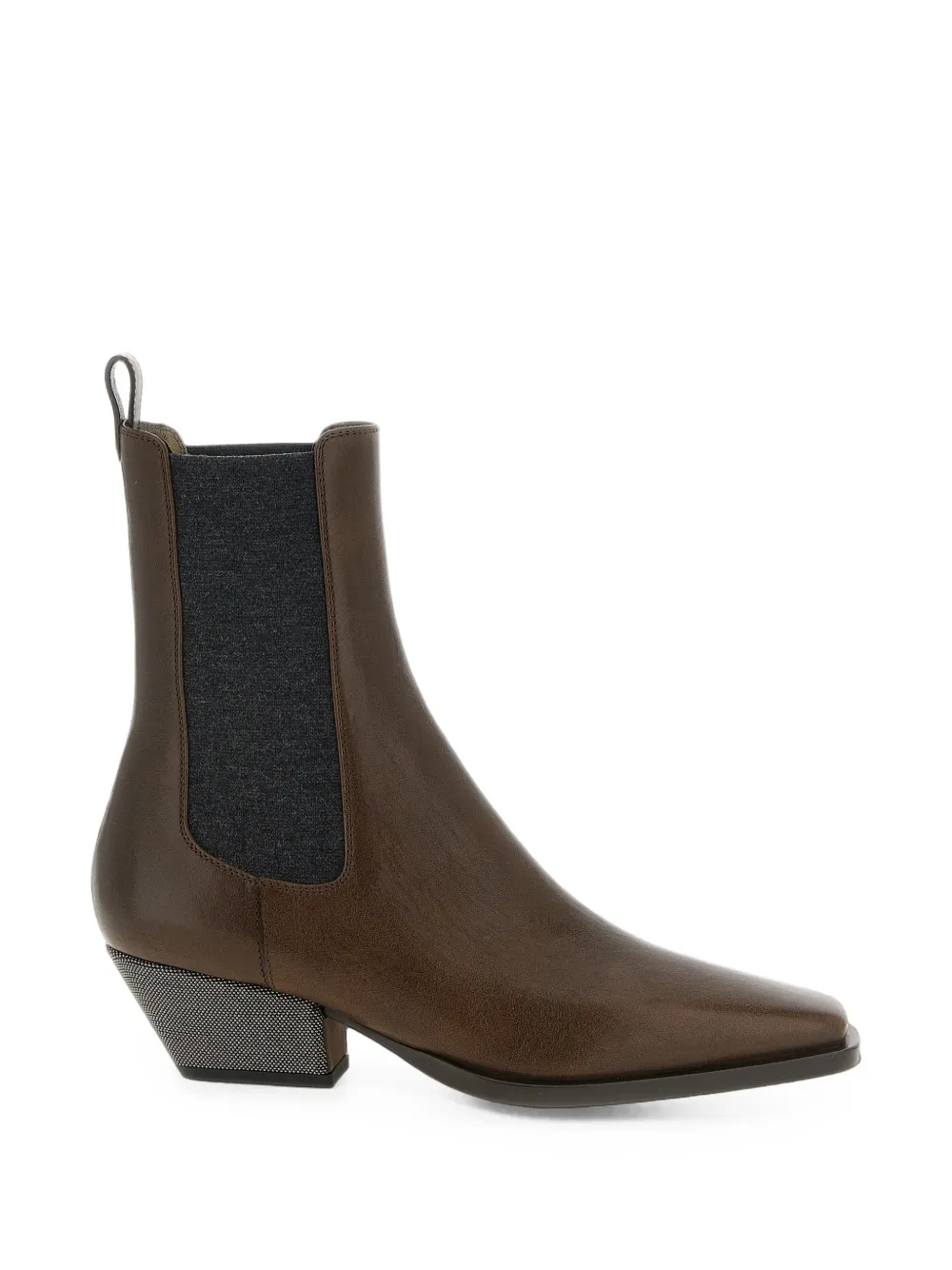 Brunello Cucinelli riding-leather Chelsea boots with precious heels Bruin