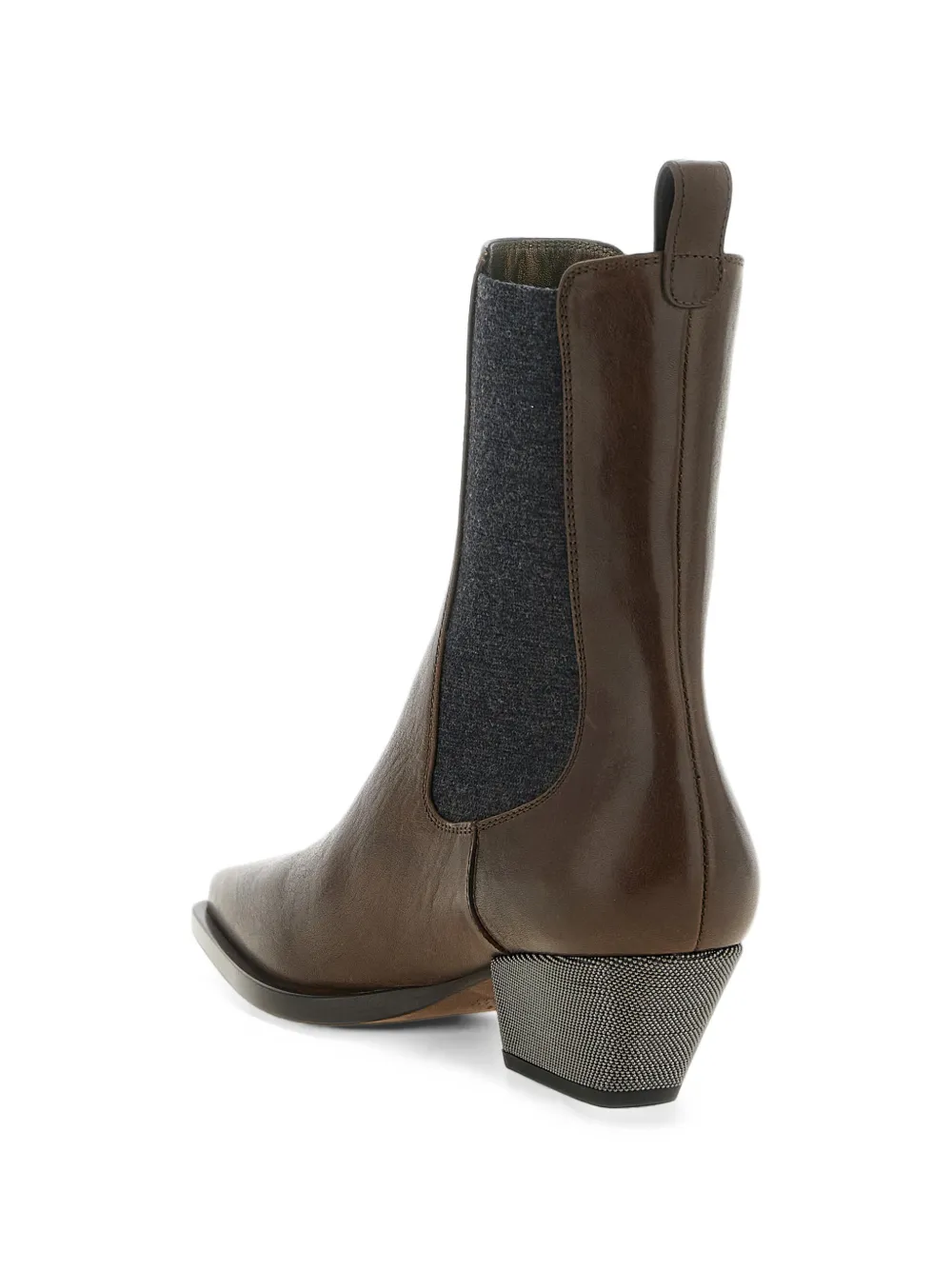 Brunello Cucinelli riding-leather Chelsea boots with precious heels Bruin