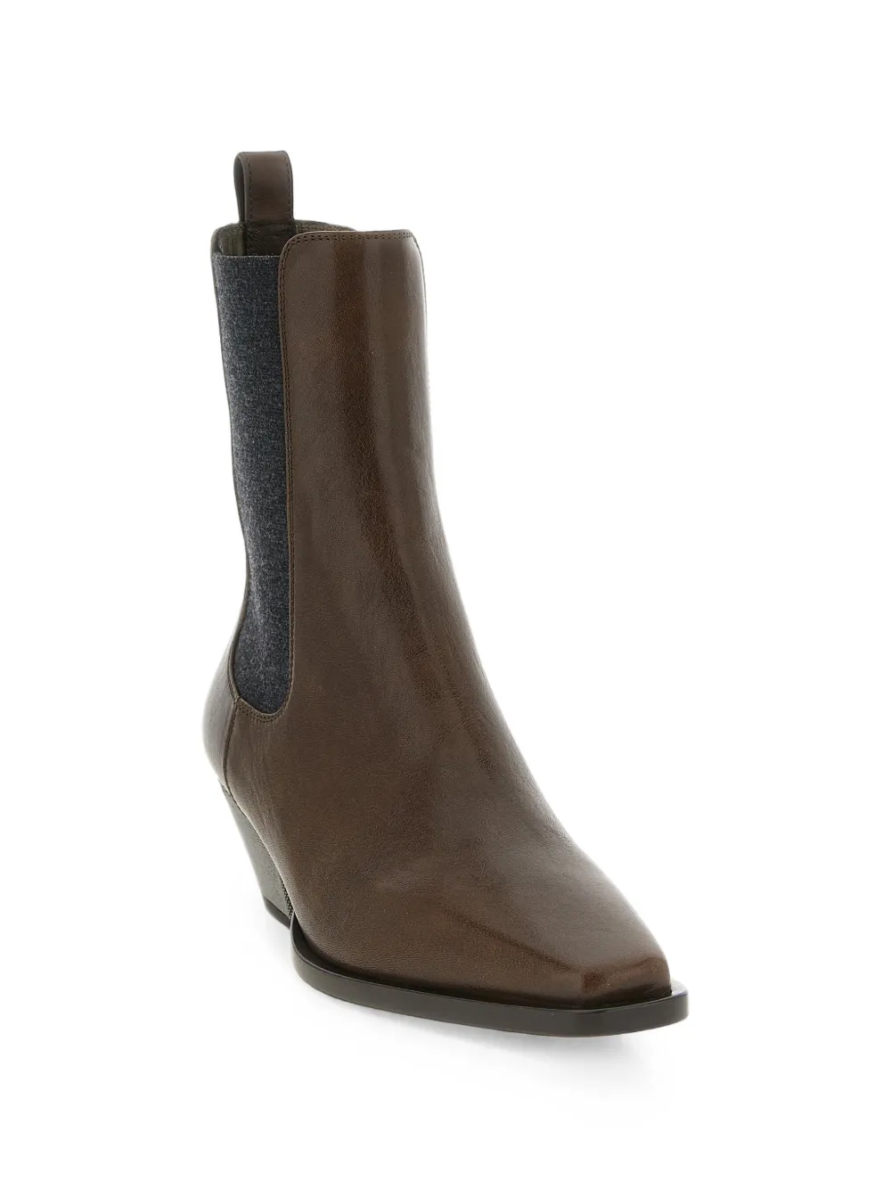 Brunello Cucinelli riding-leather Chelsea boots with precious heels Bruin