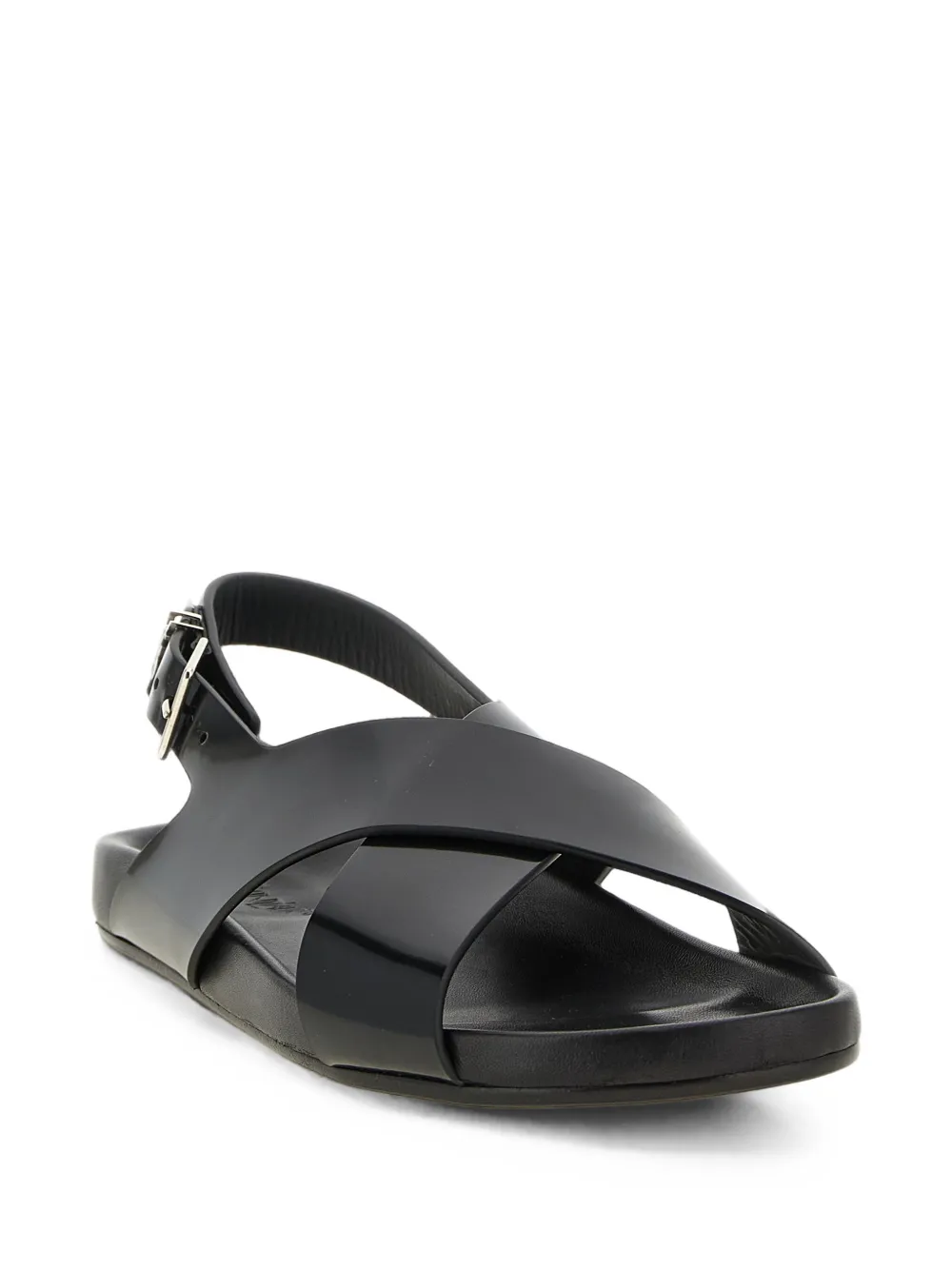 Saint Laurent Helios sandals in glazed leather Zwart