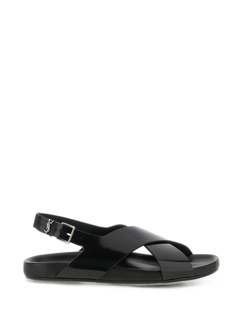 Saint Laurent Helios sandals in glazed leather Zwart