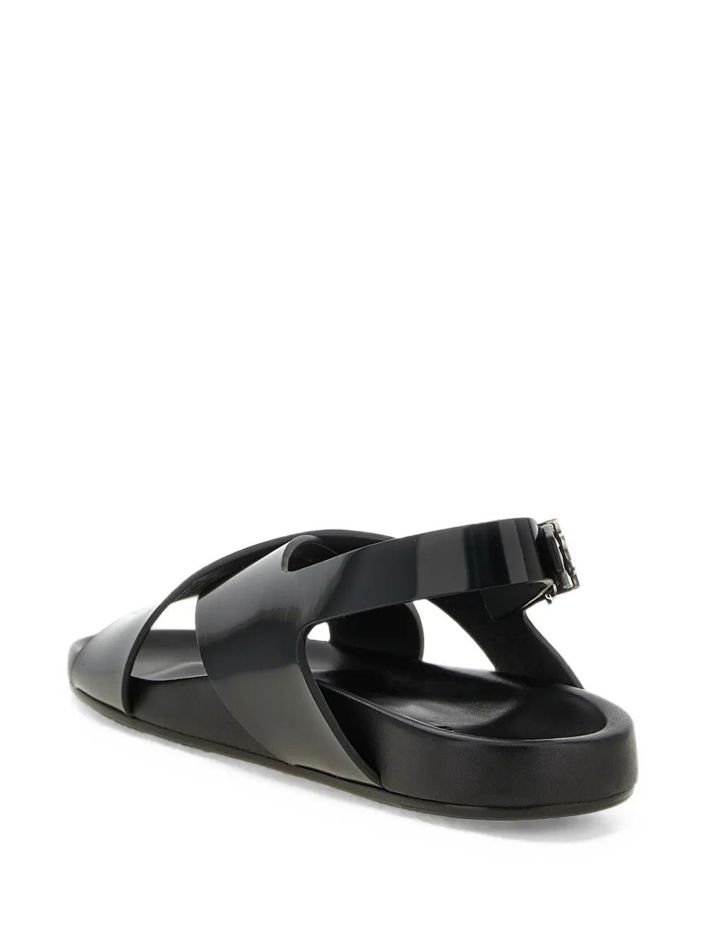 Saint Laurent Helios sandals in glazed leather Zwart