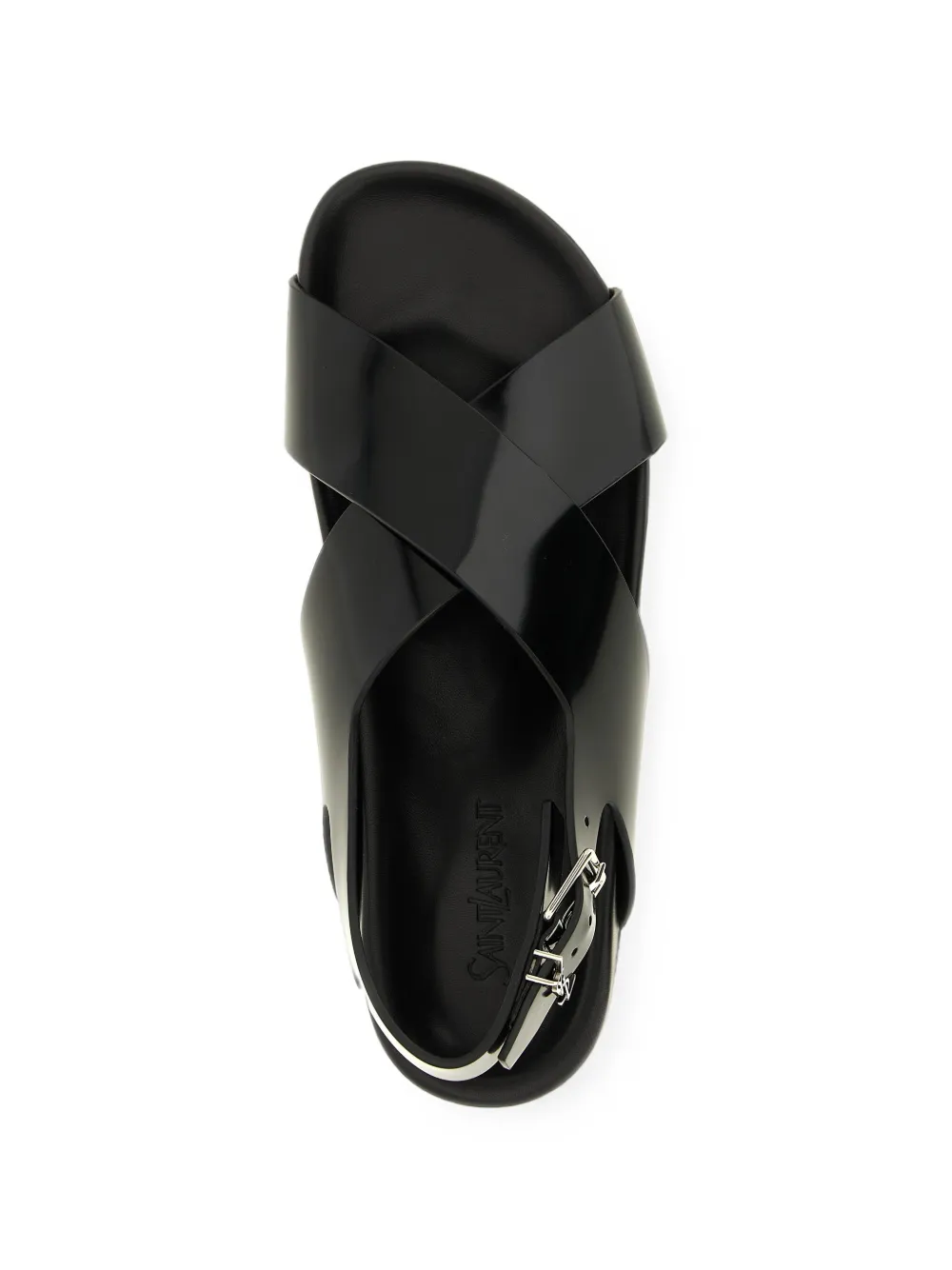 Saint Laurent Helios sandals in glazed leather Zwart